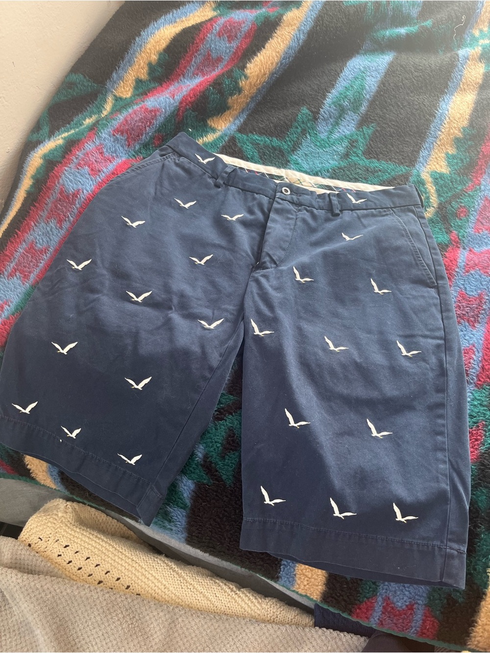 Polo by Ralph Lauren Navy Shorts with White Seagull Embroidery